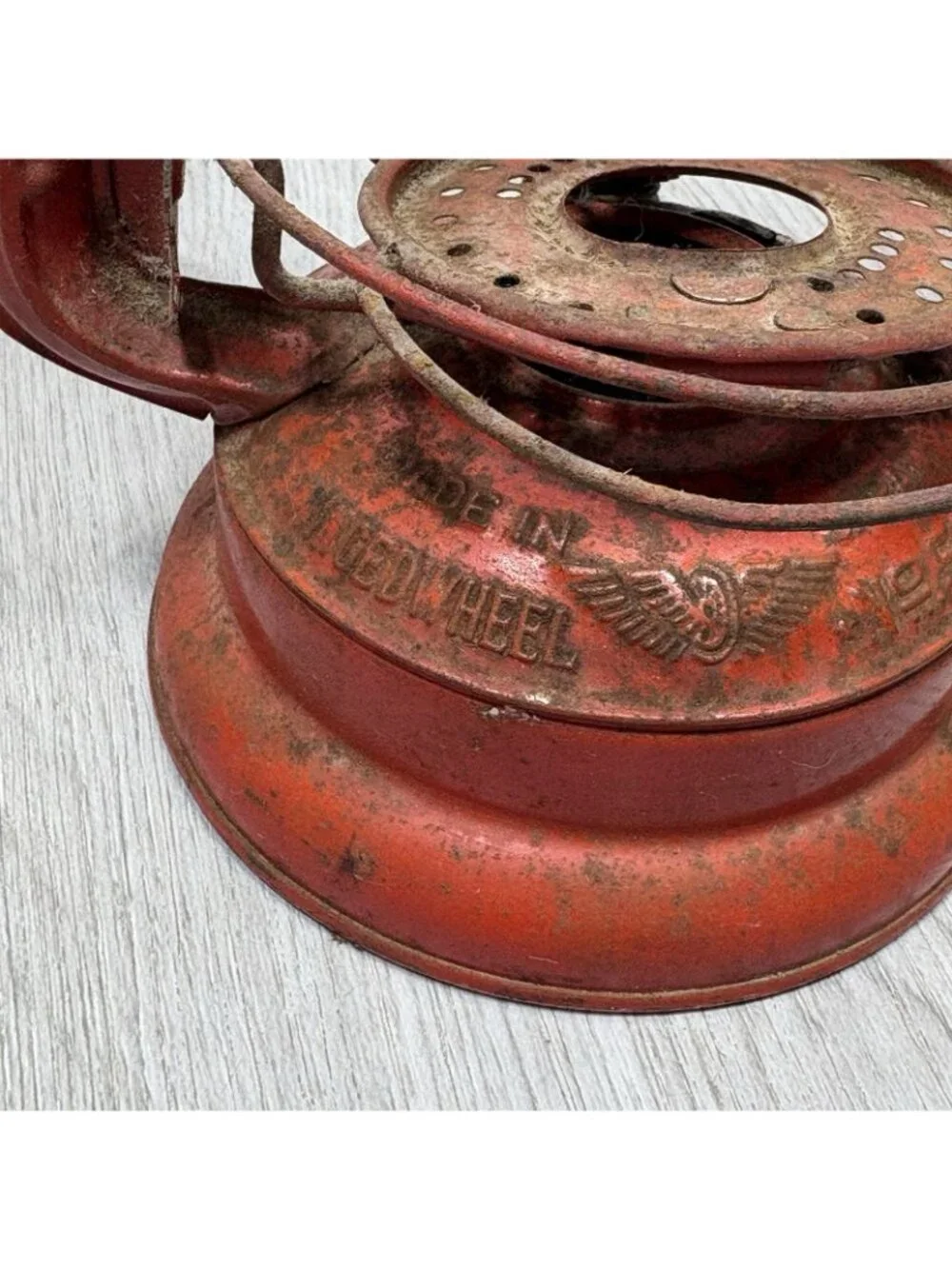 Vintage Red Winged Wheel Lantern No. 500 Made in Japan Kerosene Oil Lamp